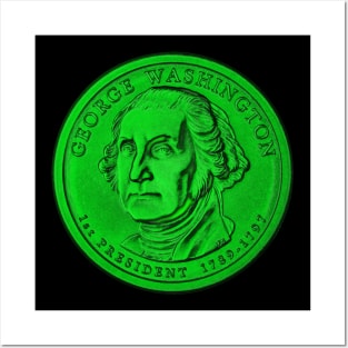 USA George Washington Coin in Green Posters and Art